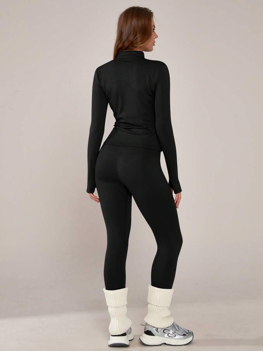 CZARNY KOMPLET BLUZA LEGGINSY
