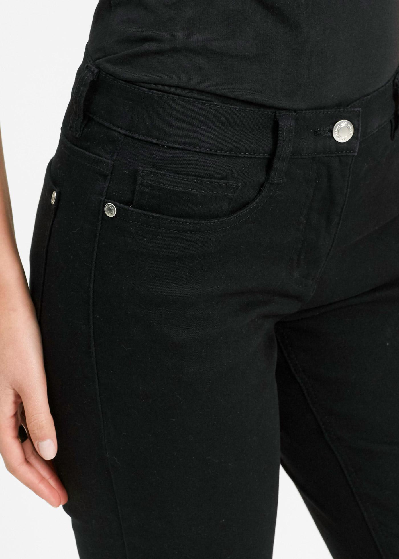 CZARNE SPODNIE JEANS KIESZENIE 7/8 ŚREDNI STAN
