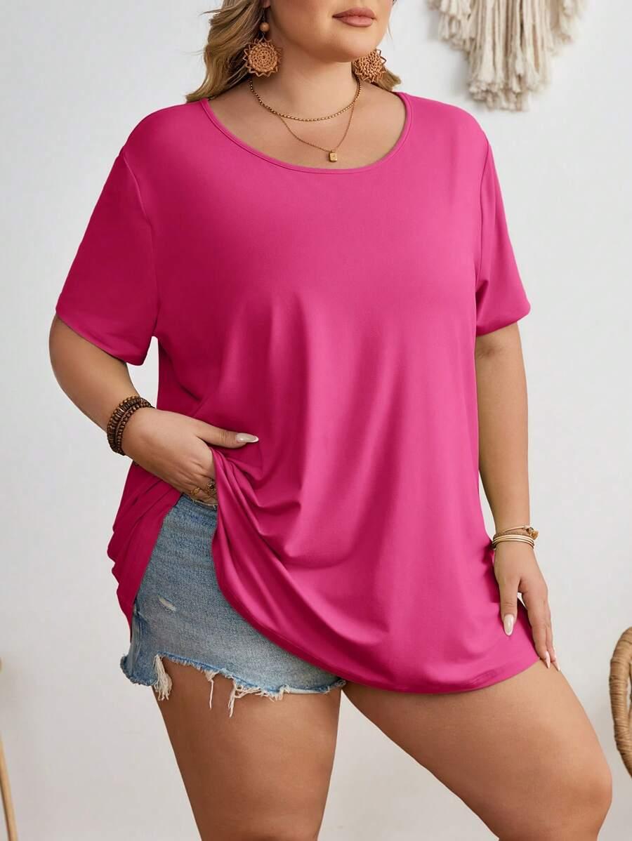 RÓŻOWY T-SHIRT KRÓTKI RĘKAW
