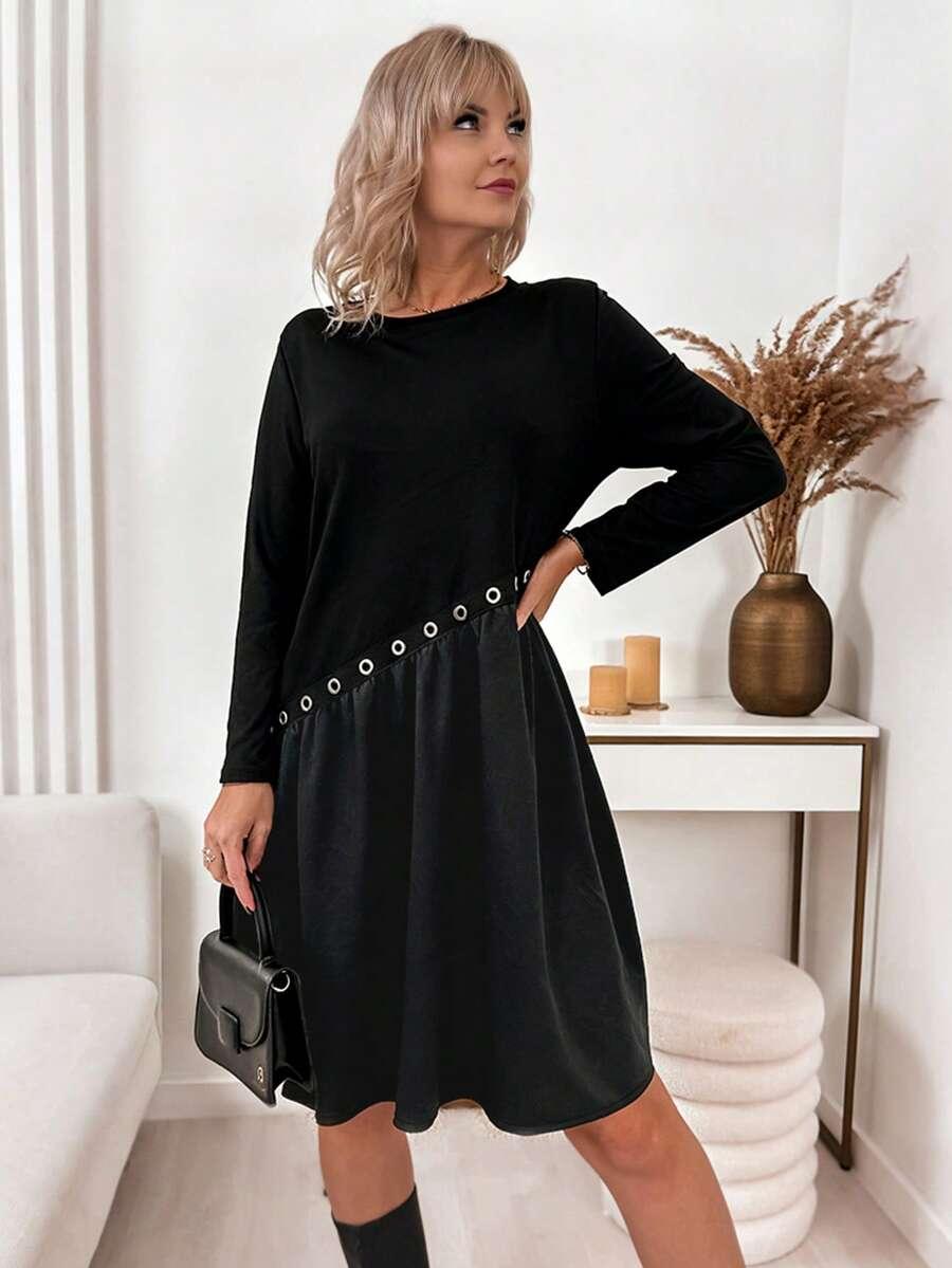 czarna sukienka zdobienia 