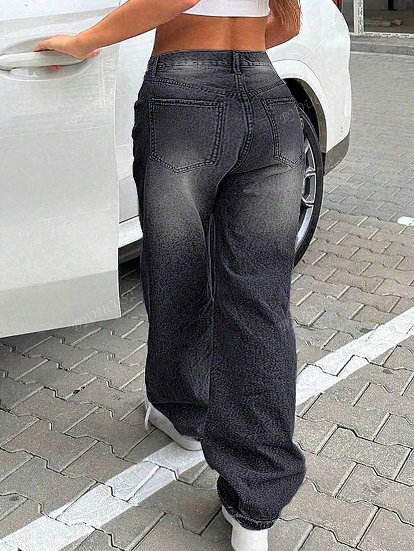 CZARNE SPODNIE JEANS PROSTE NOGAWKI