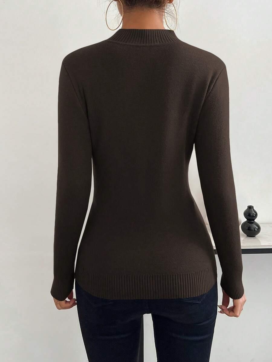 brązowy sweter długi rękaw