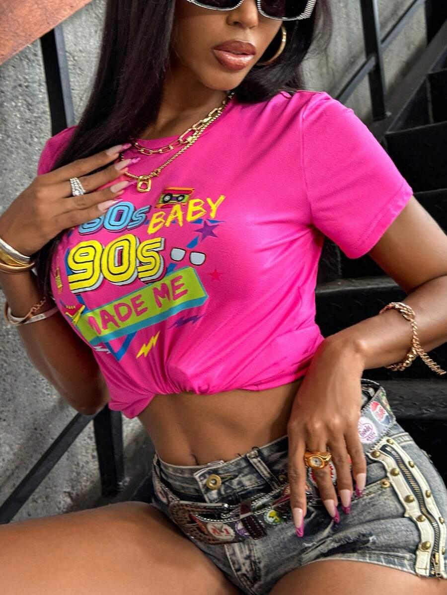 RÓŻOWY T-SHIRT NADRUK