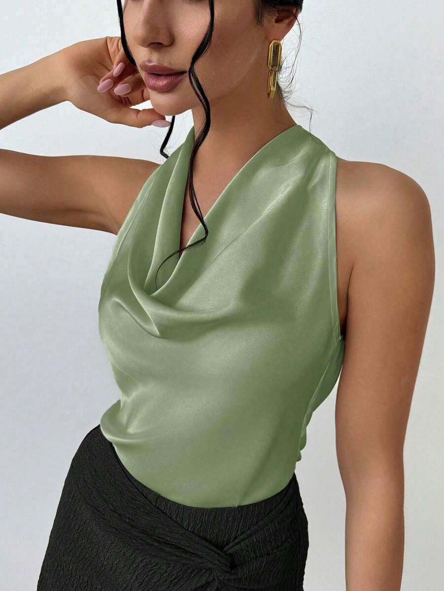 ZIELONY SATYNOWY TOP