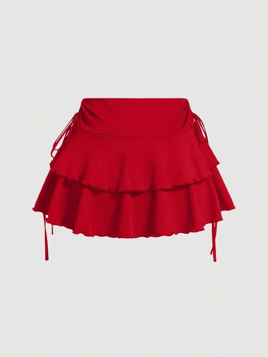 czerwona mini spódnica