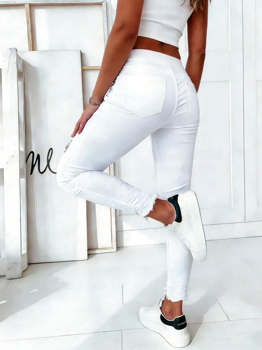 BIAŁE SPODNIE JEANS