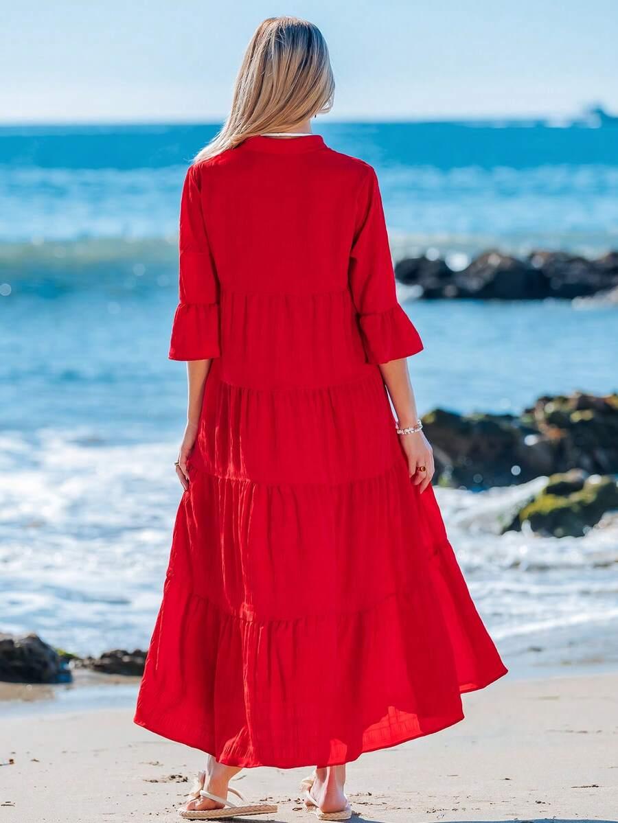 czerwona maxi sukienka