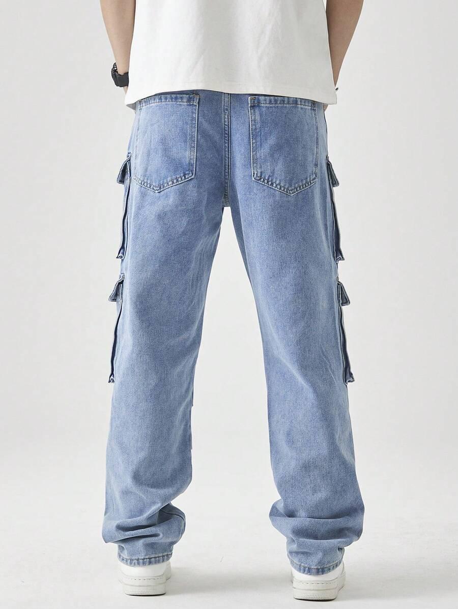 niebieskie spodnie jeans kieszenie 