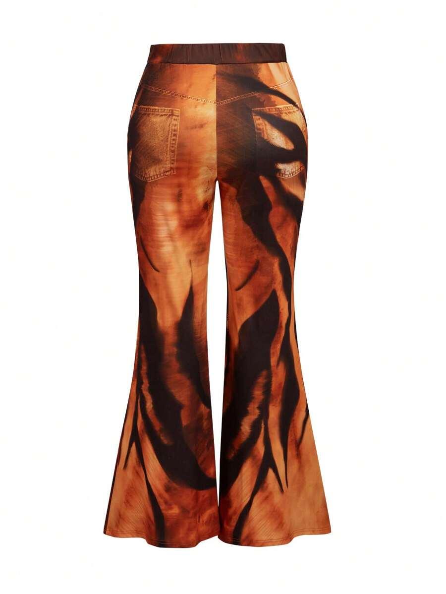 LEGGINSY FLARE Z WZOREM TYGRYSA