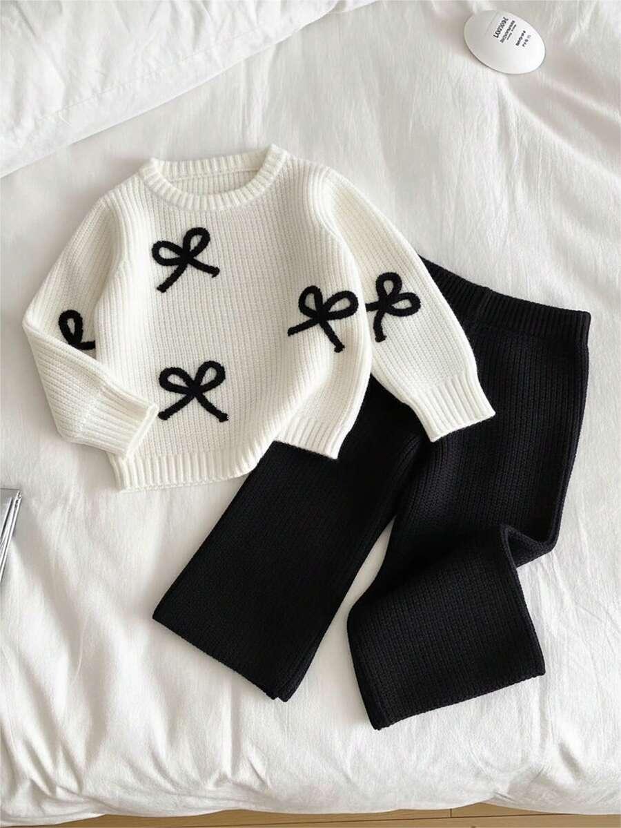 DZIANINOWY KOMPLET SWETER SPODNIE