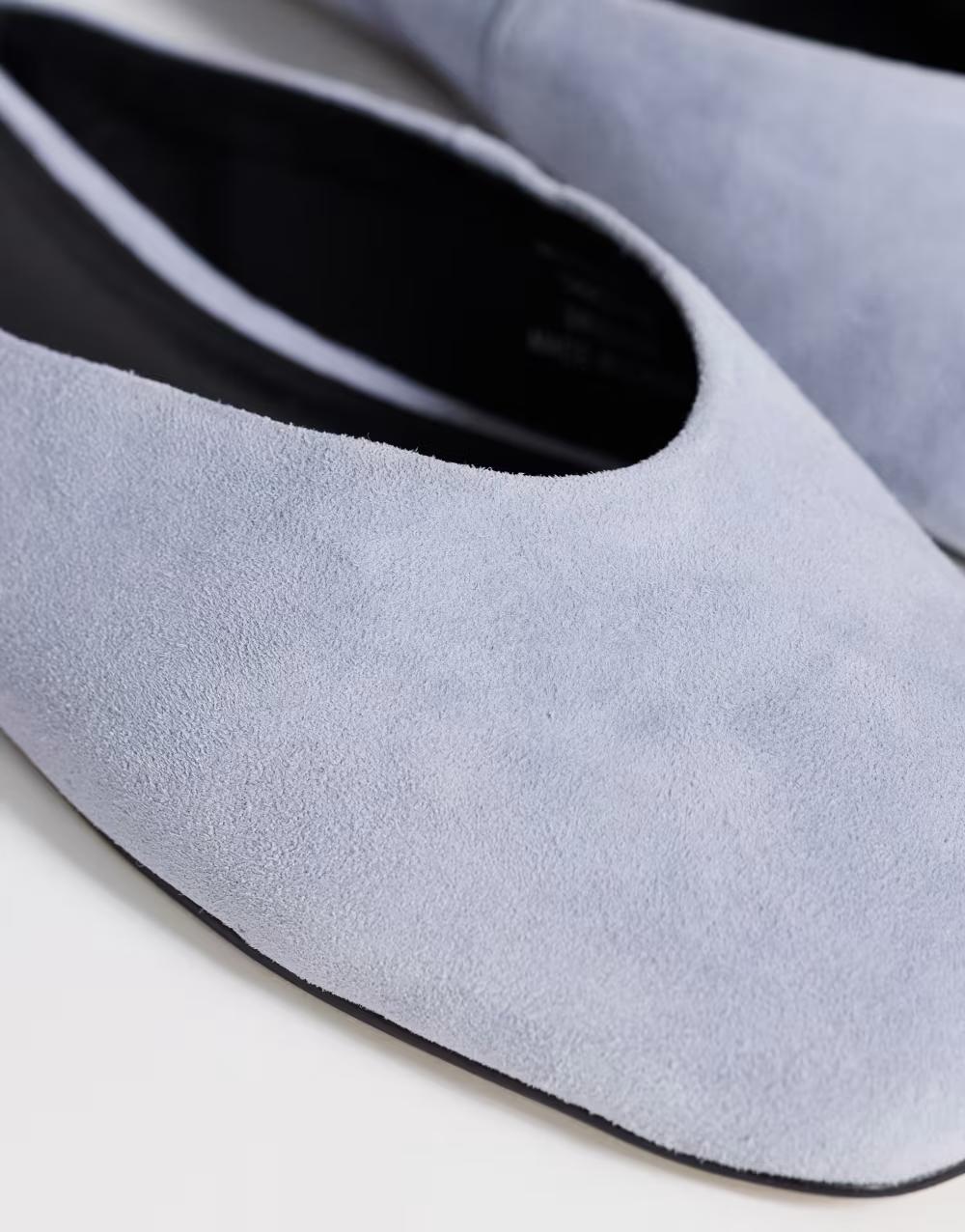 niebieskie klapki mule skóra naturalna casual