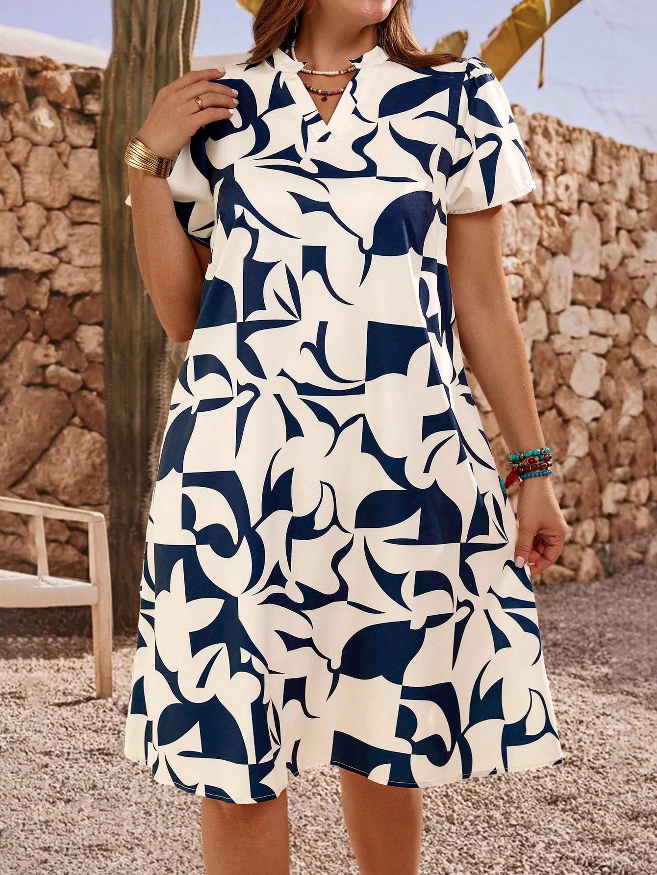sukienka v-neck print 