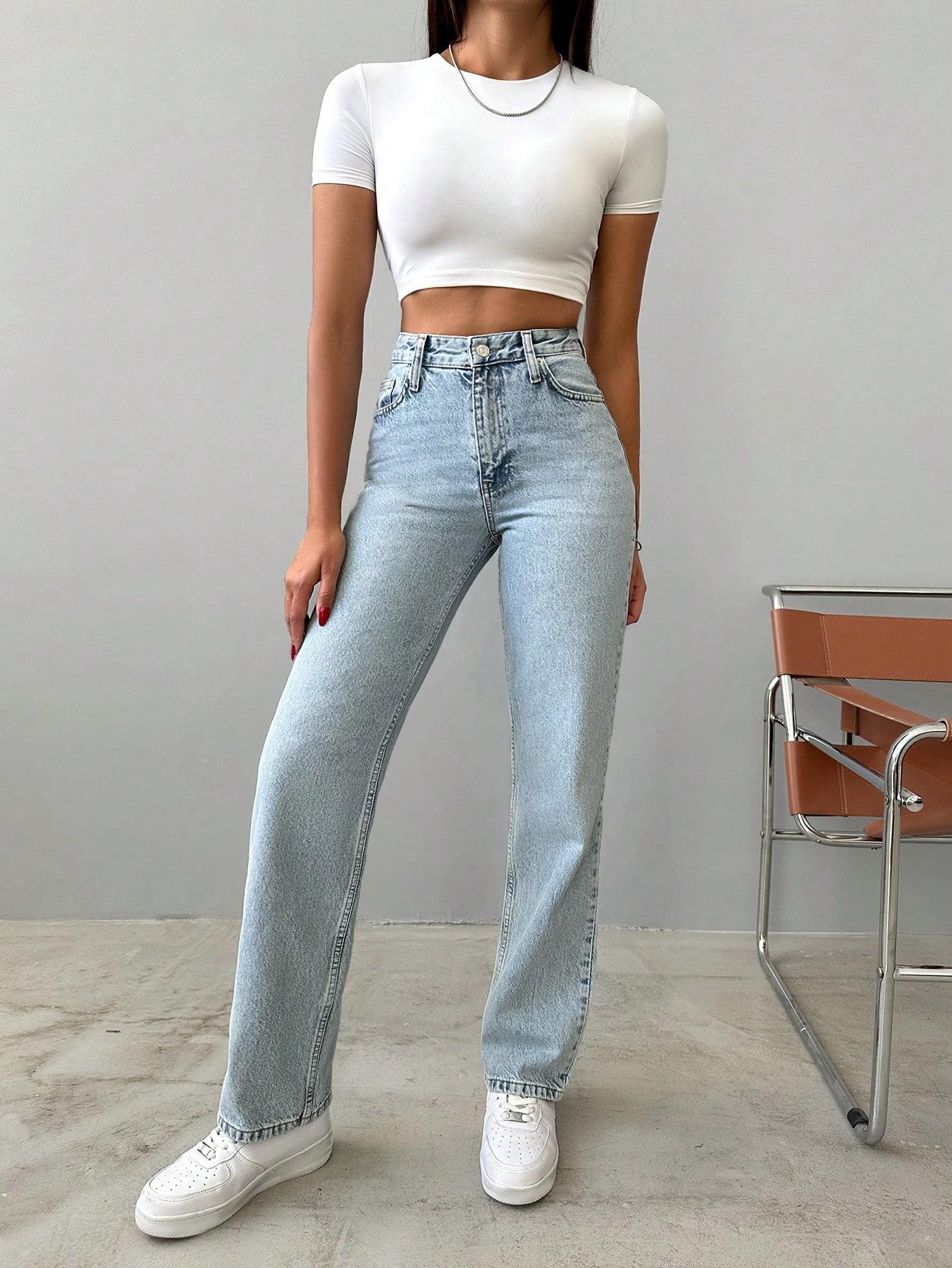 SPODNIE JEANS PROSTE NOGAWKI 