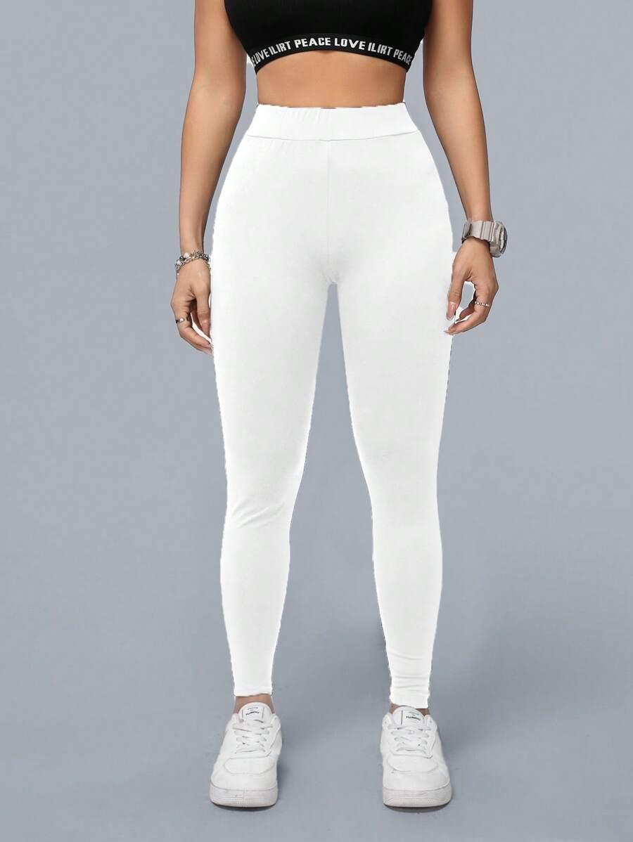 BIAŁE SPORTOWE LEGGINSY