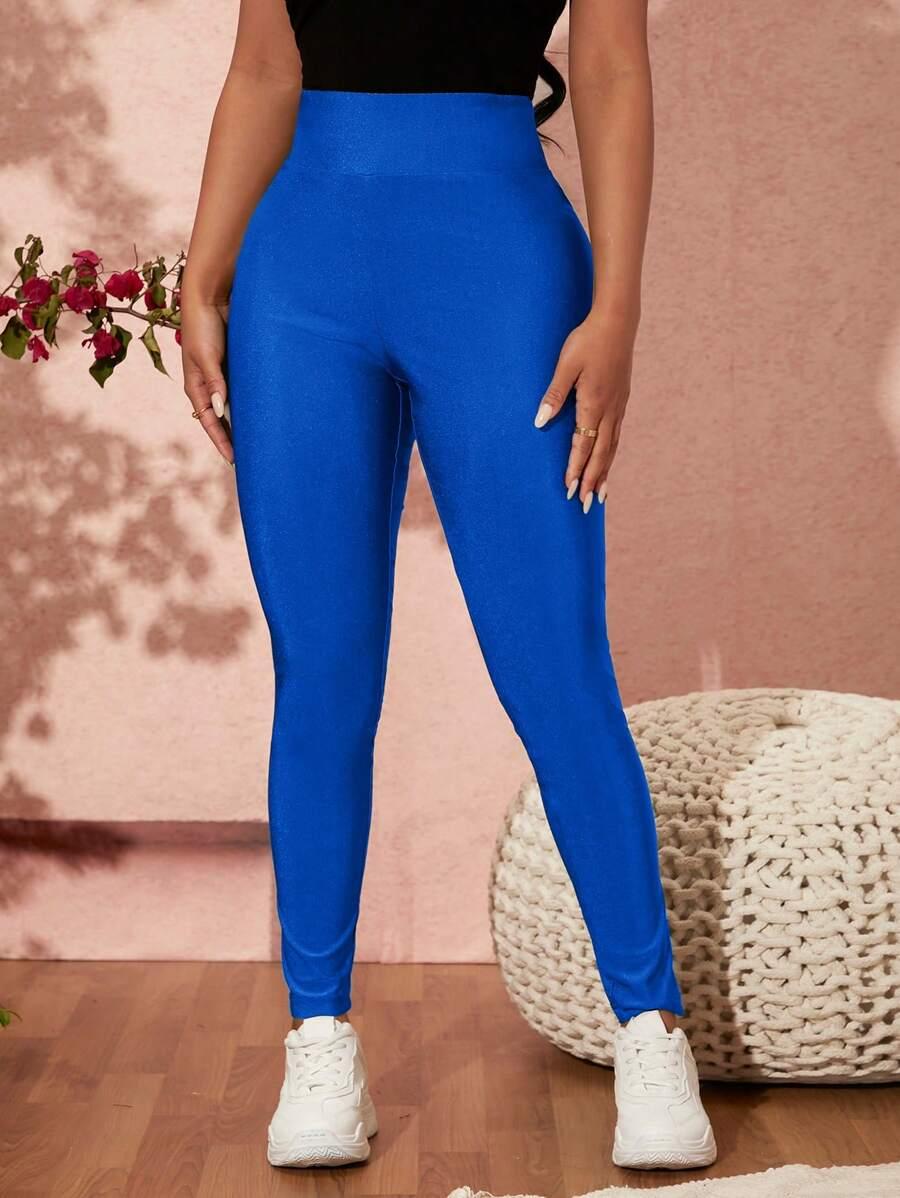 niebieskie legginsy wysoki stan