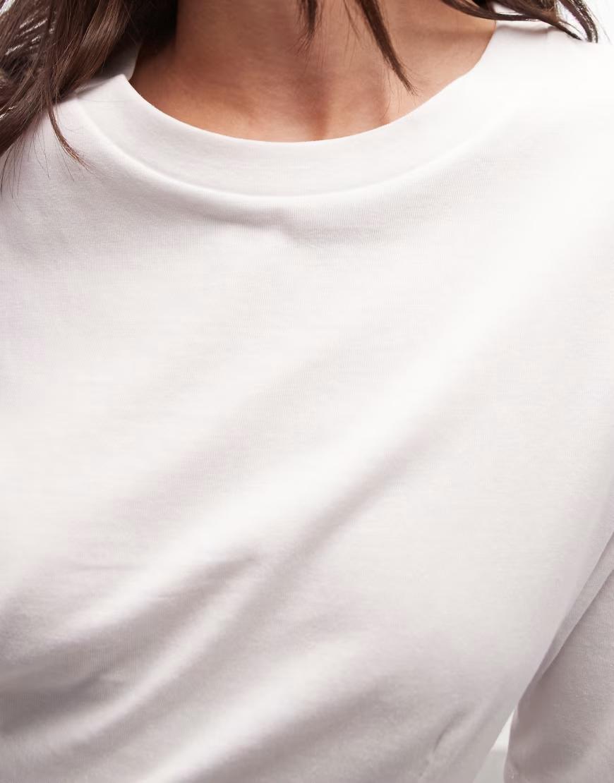 BIAŁY TALIOWANY T-SHIRT OKRĄGŁY DEKOLT