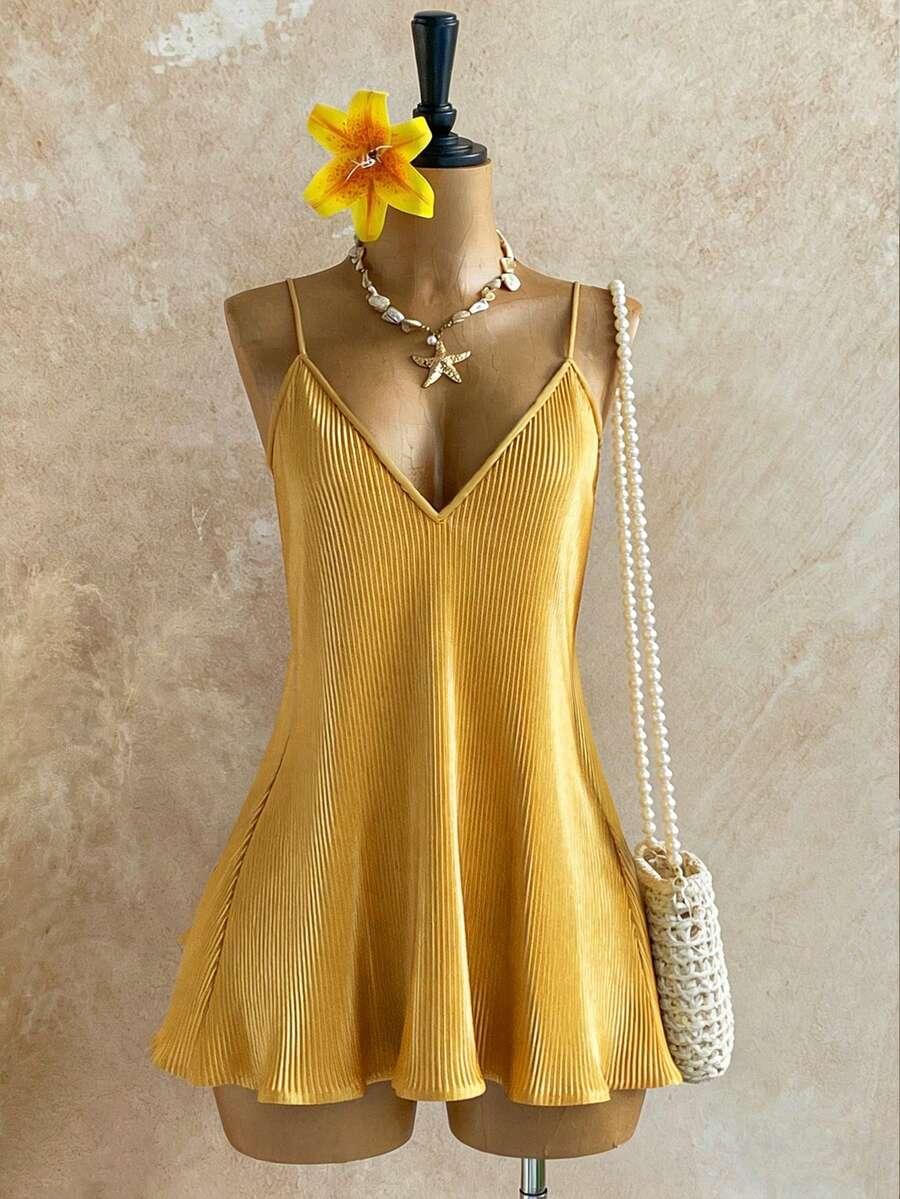 żółta mini sukienka oversize
