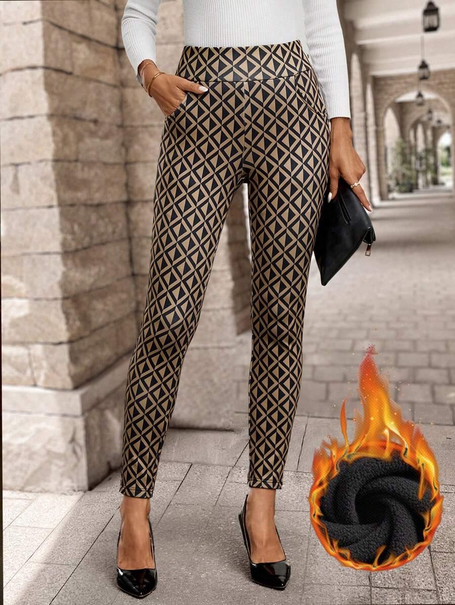 SPODNIE DAMSKIE CASUAL RURKI Z NADRUKIEM