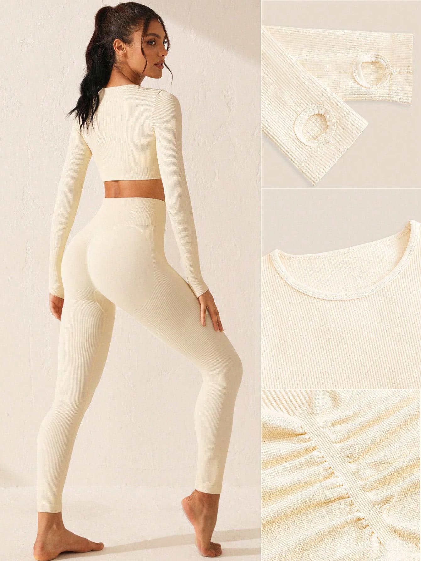 SPORTOWY KOMPLET TOP LEGGINSY PRĄŻKI 
