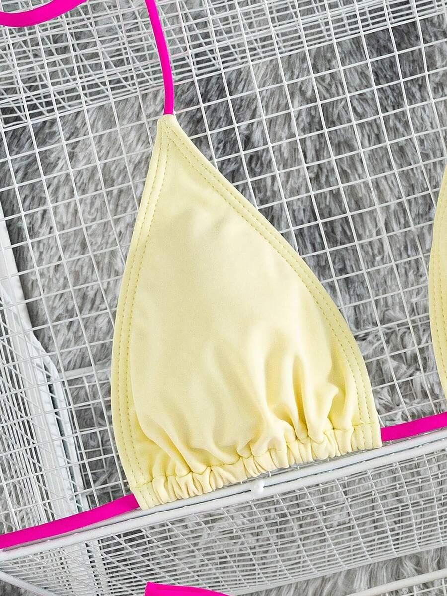 ŻÓŁTY KOMPLET BIKINI KONTRAST