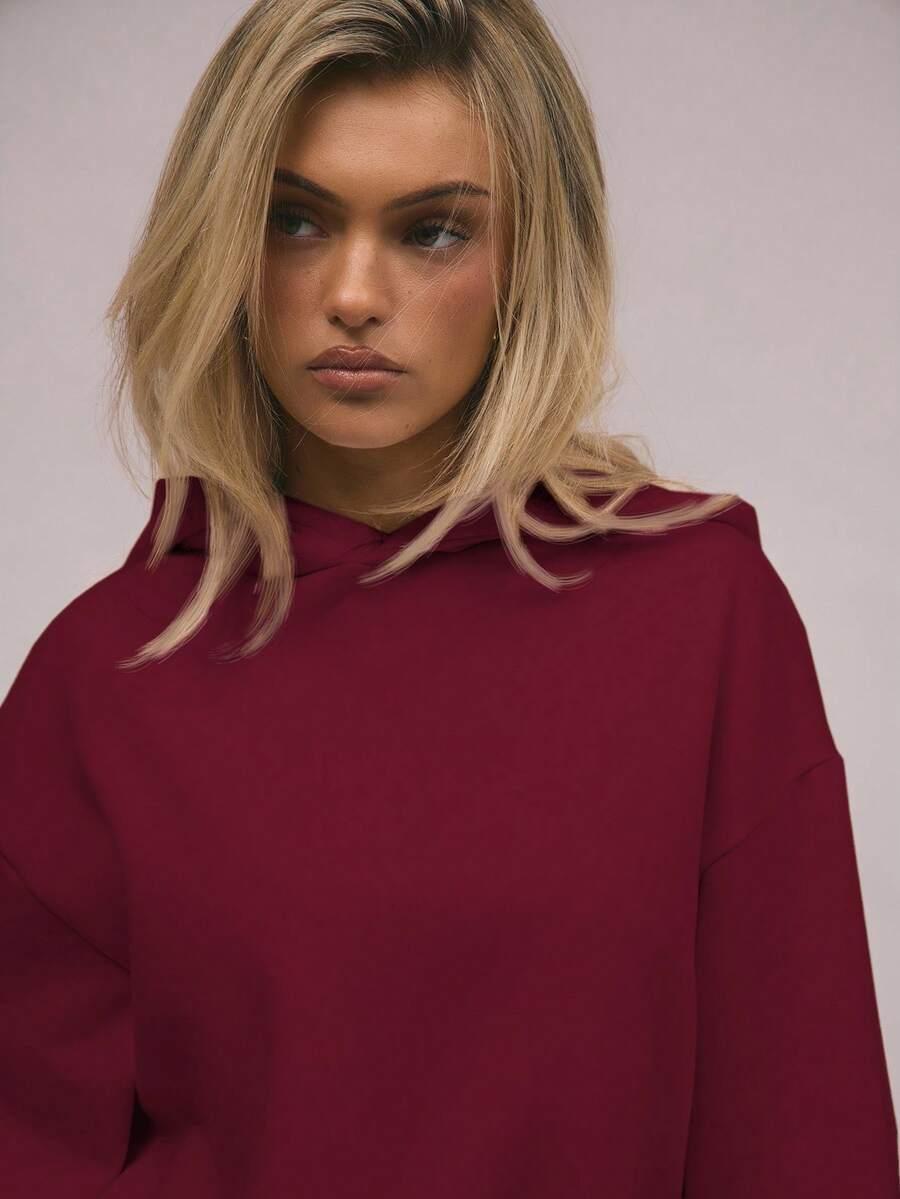 BORDOWA BLUZA Z KAPTUREM