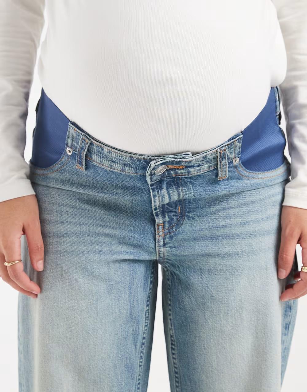 CIĄŻOWE NIEBIESKIE SPODNIE JEANS
