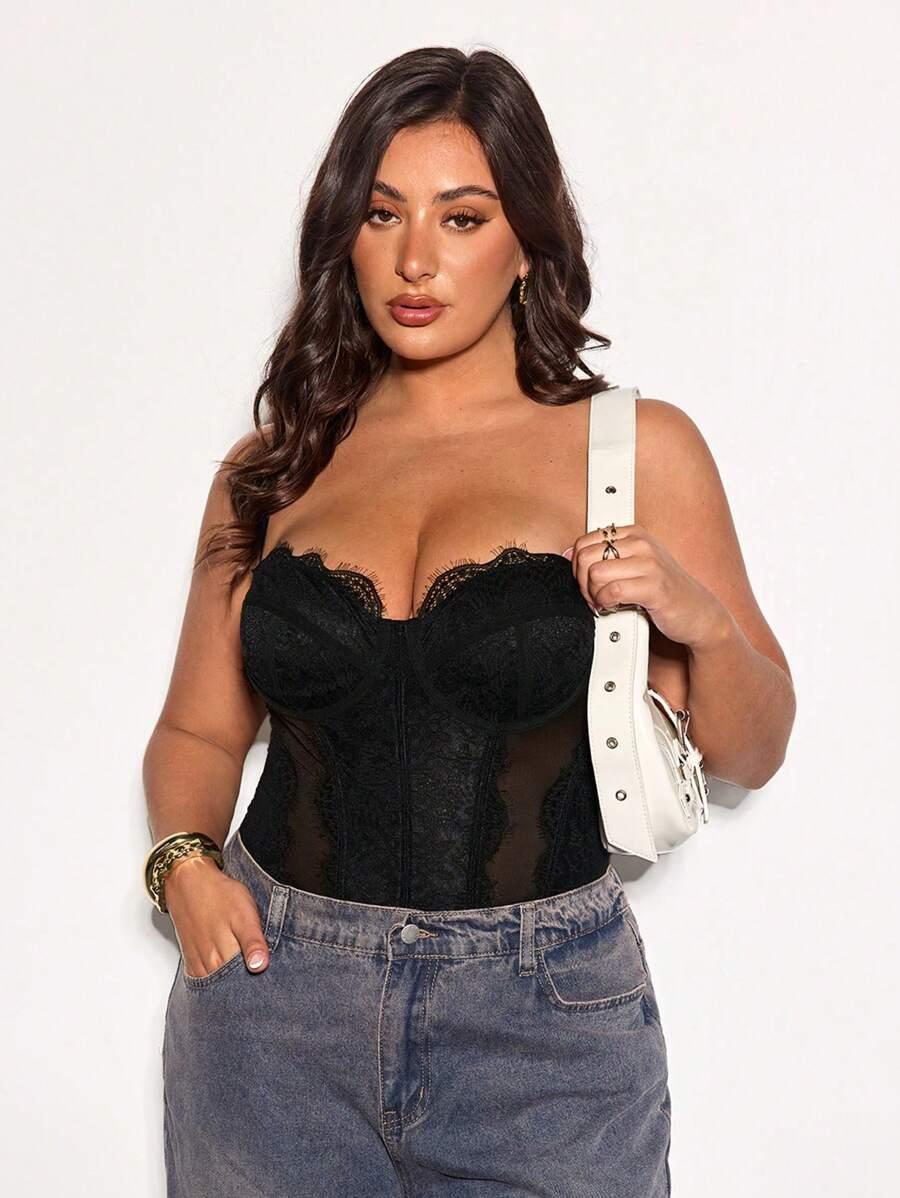 CZARNE KORONKOWE BODY