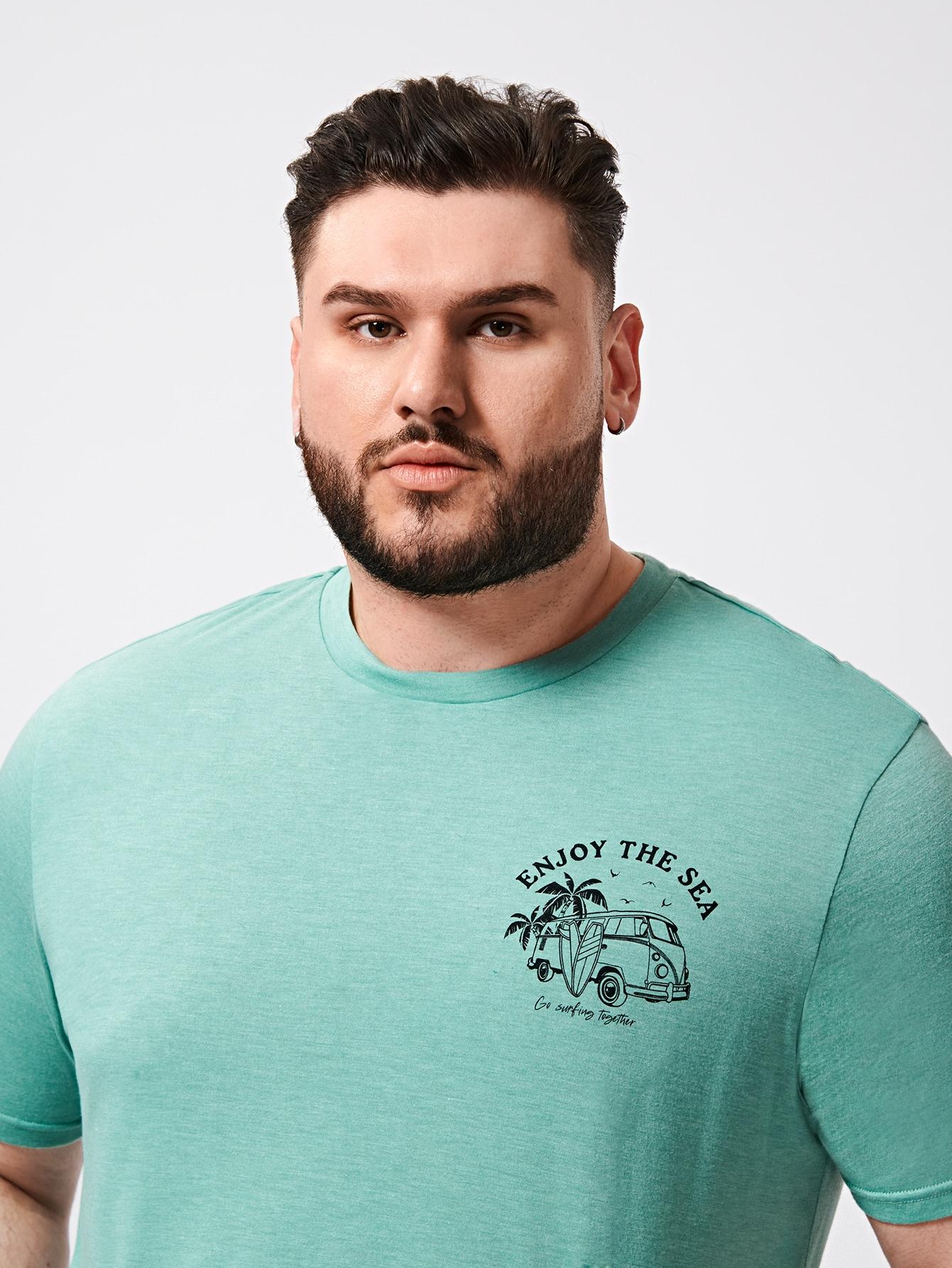 KLASYCZNY T-SHIRT NADRUK ENJOY THE SEA