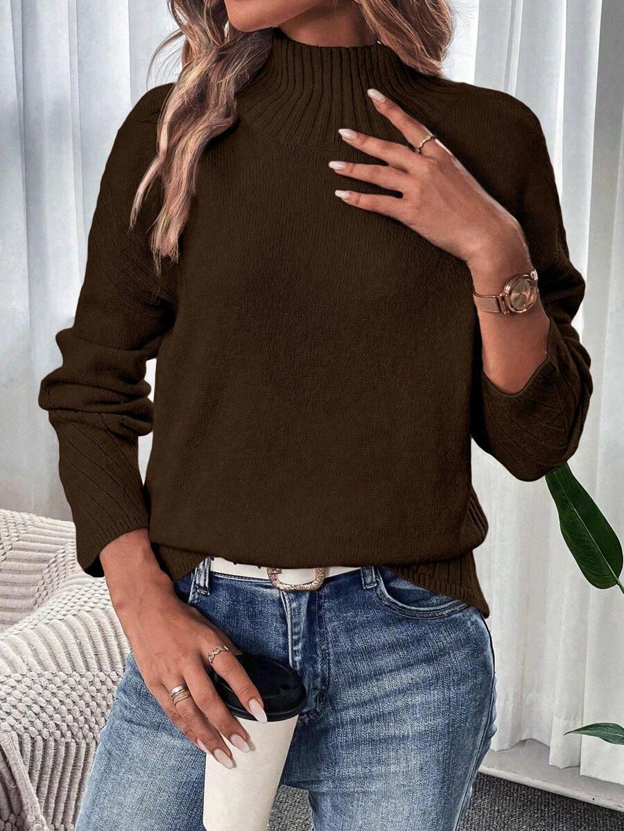 brązowy sweter długi rękaw