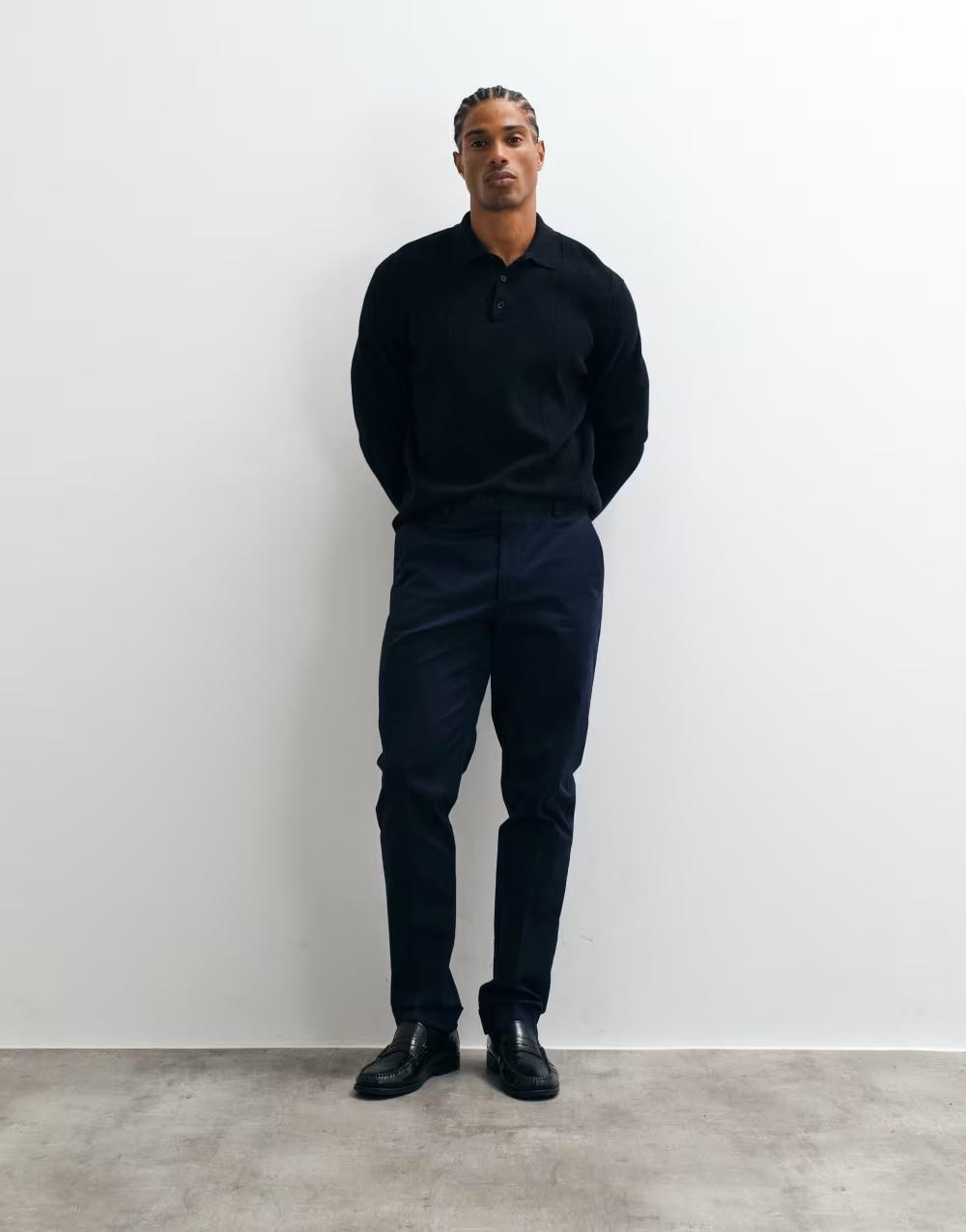 granatowe eleganckie spodnie chinos