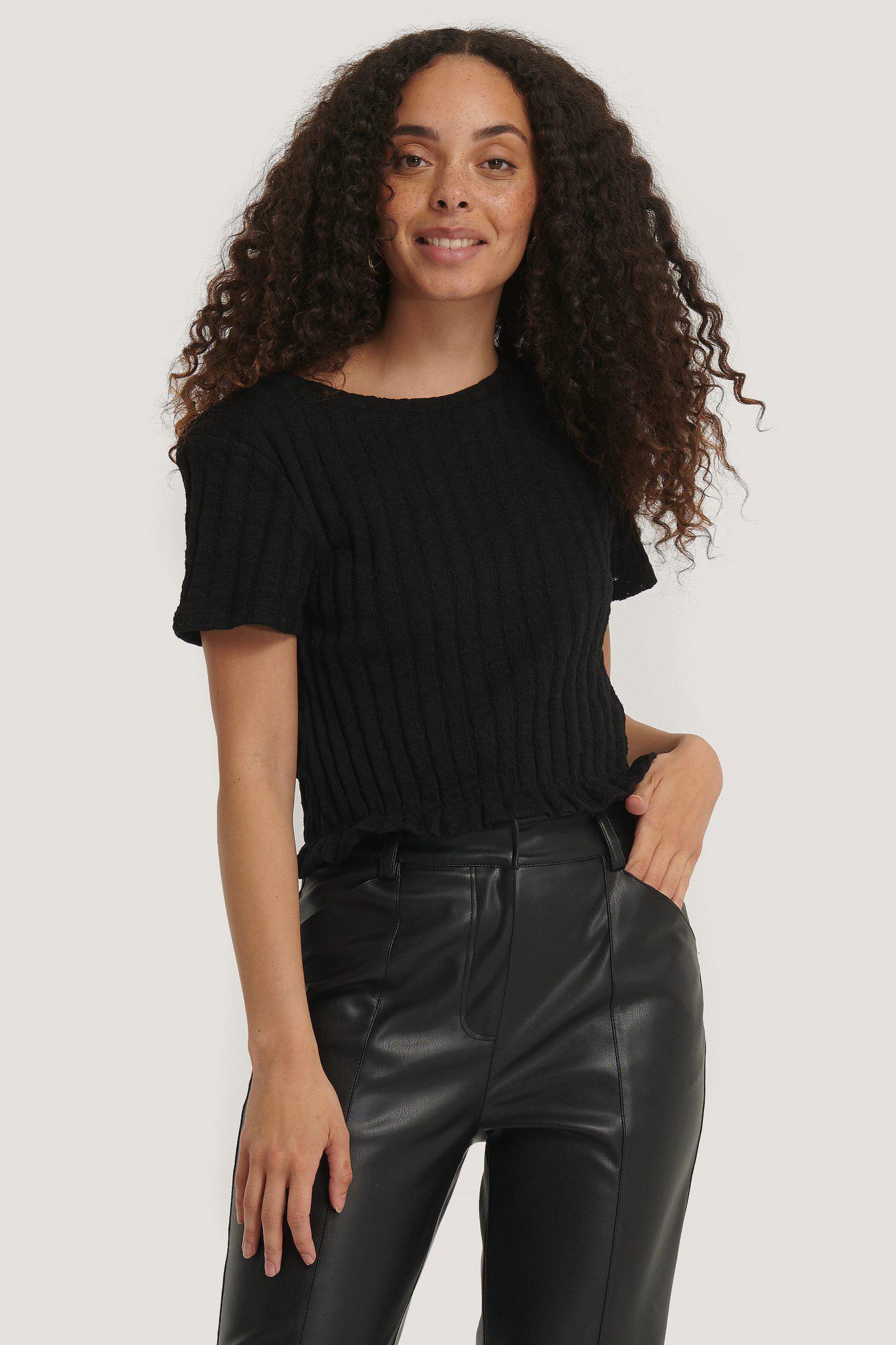 czarny dzianinowy top 