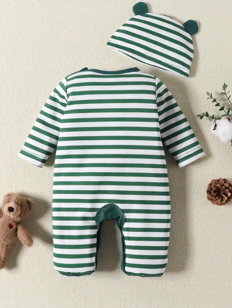 pajacyk nadruk paski czapeczka komplet