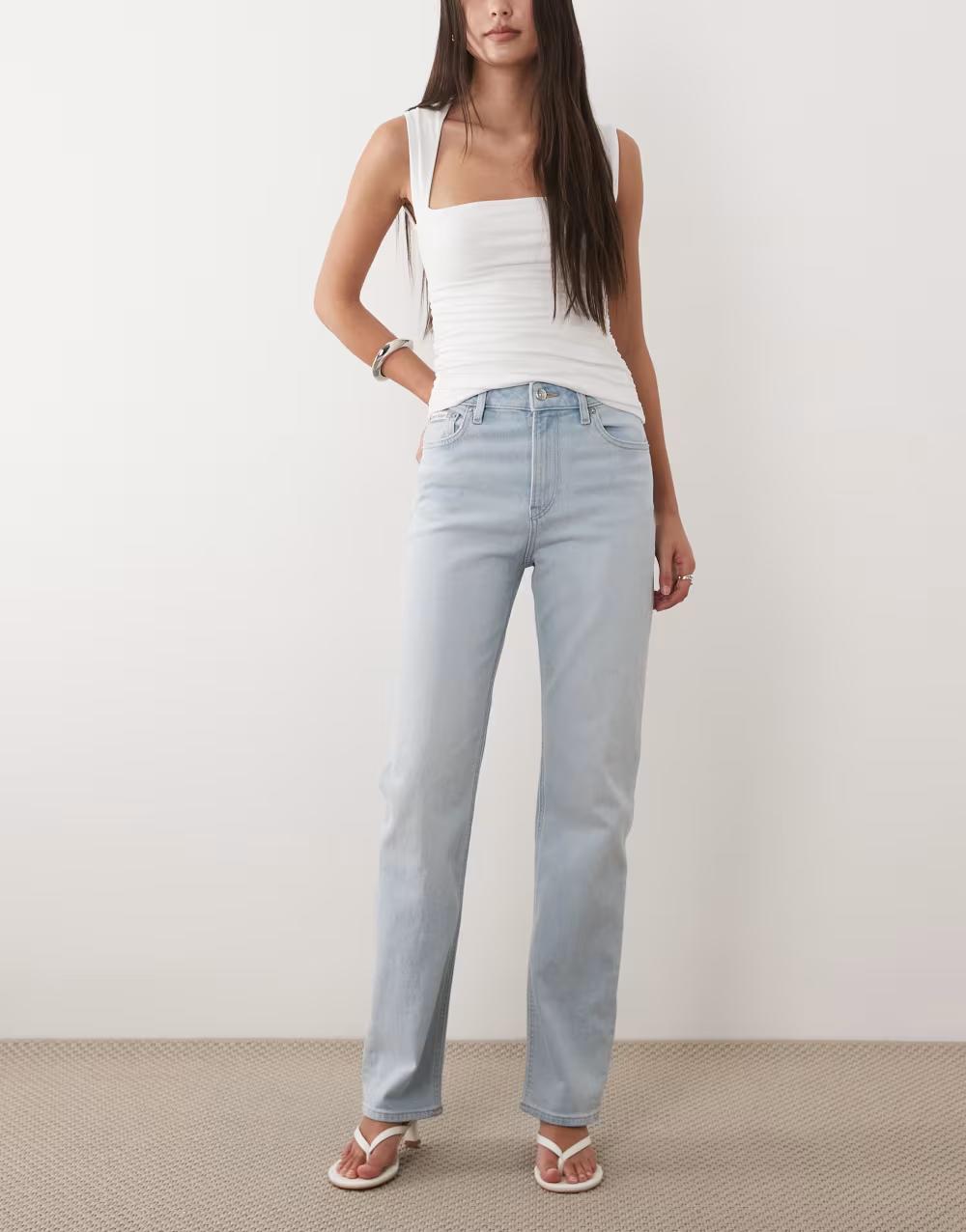 niebieskie spodnie jeans wysoki stan