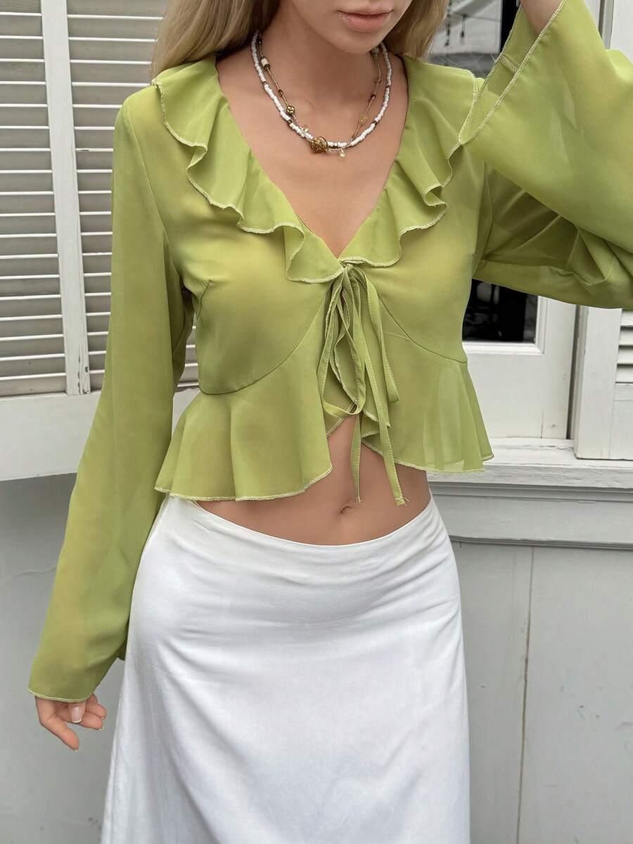 zielona bluzka falbanka
