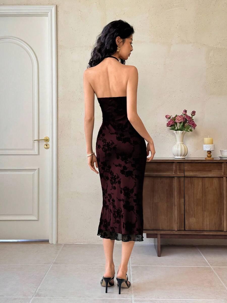 dopasowana midi sukienka open back