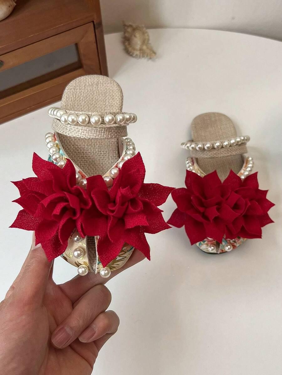 baleriny z odkrytą piętą kwiaty 3d perełki