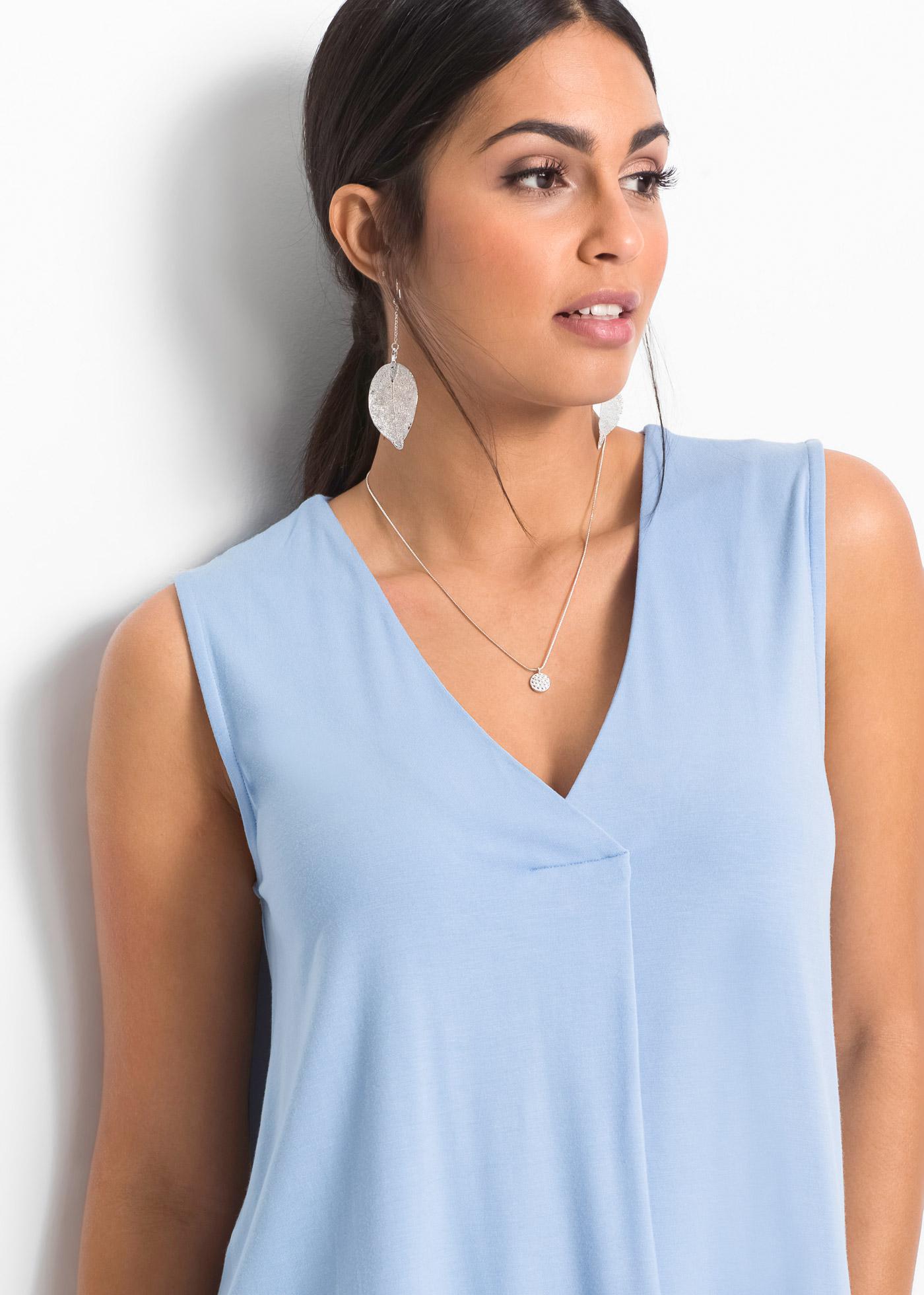 NIEBIESKI TOP V-NECK
