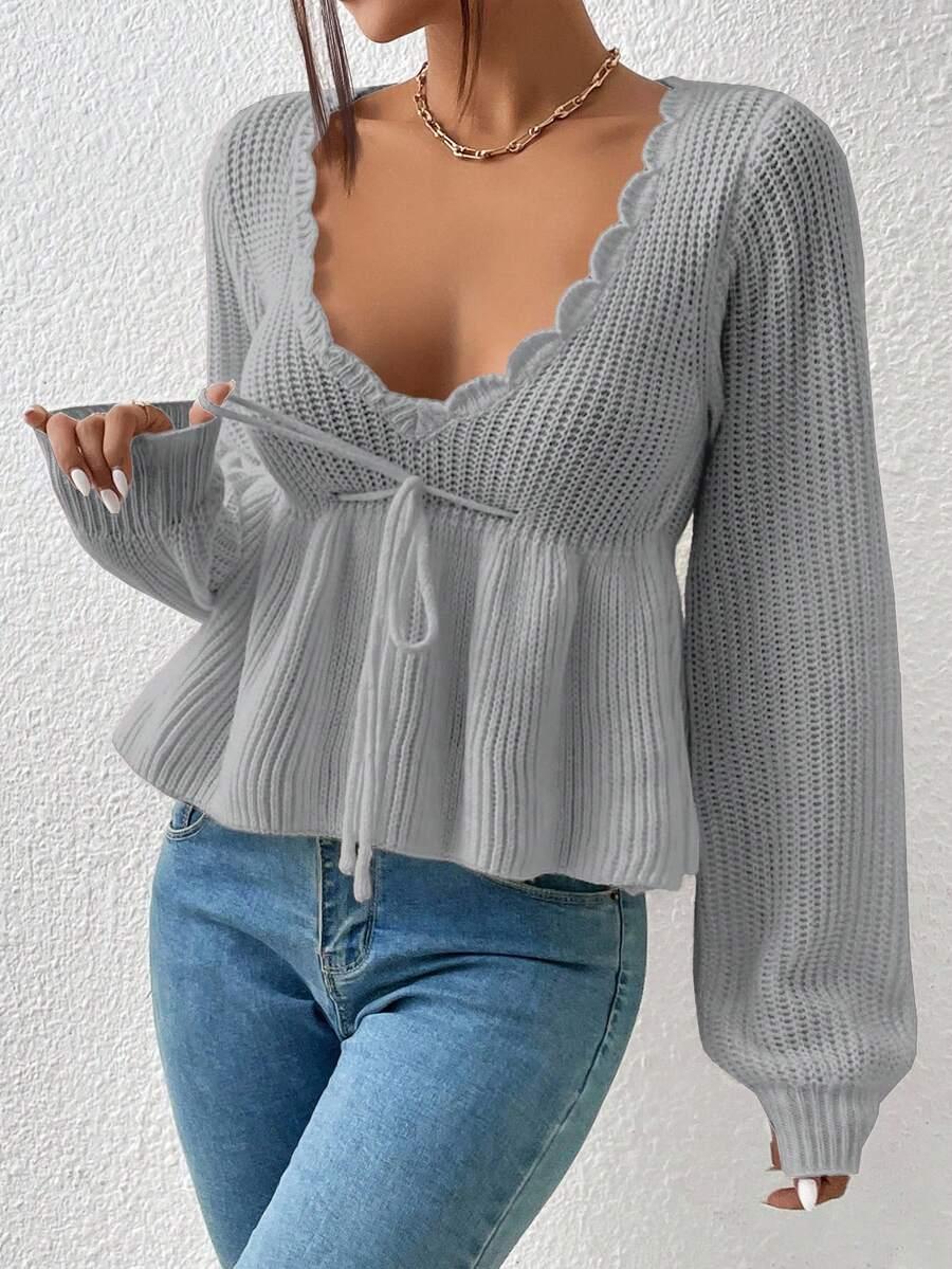 szary SWETER V-NECK 