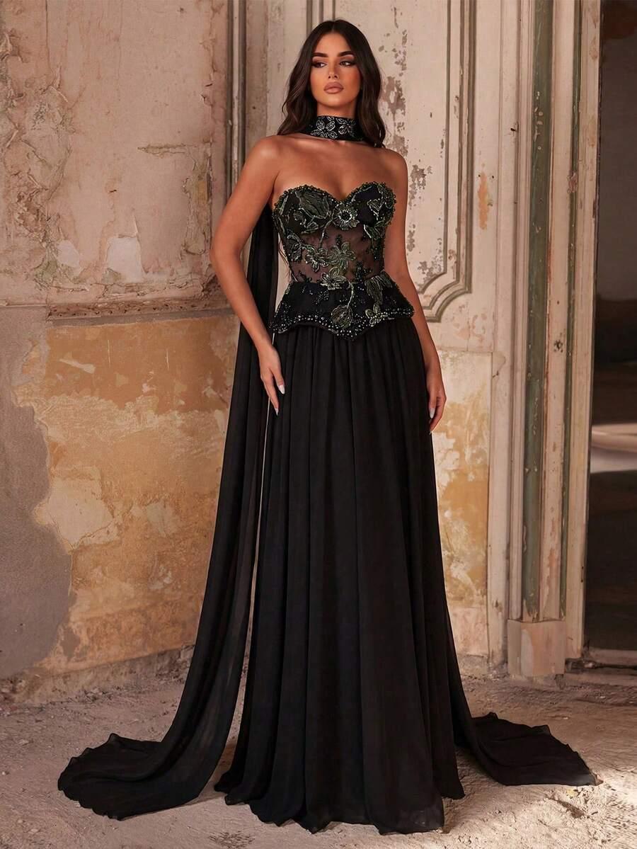 CZARNA MAXI SUKIENKA