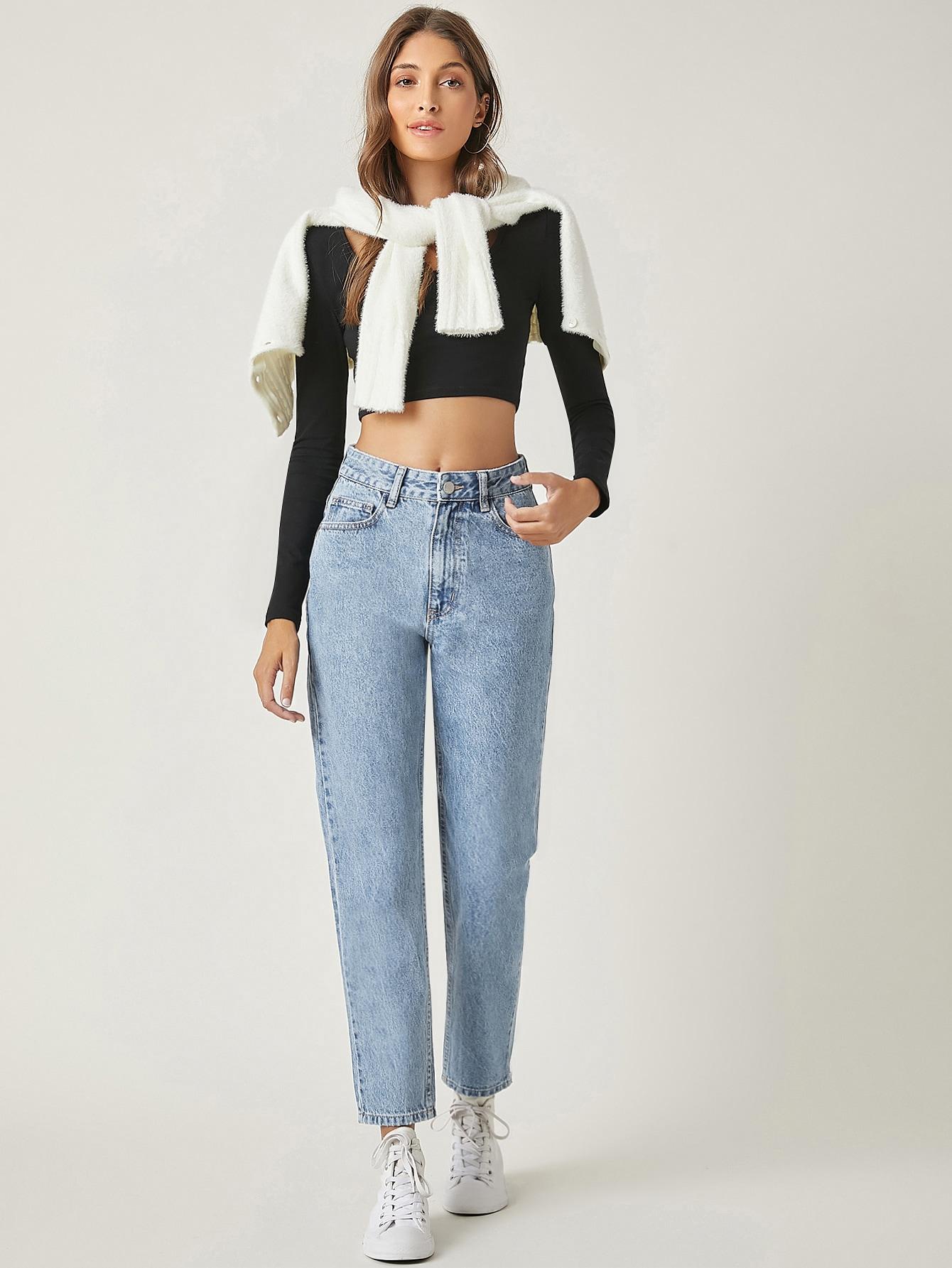JEANSY DAMSKIE MOM JEANS BAWEŁNA WYSOKI STAN