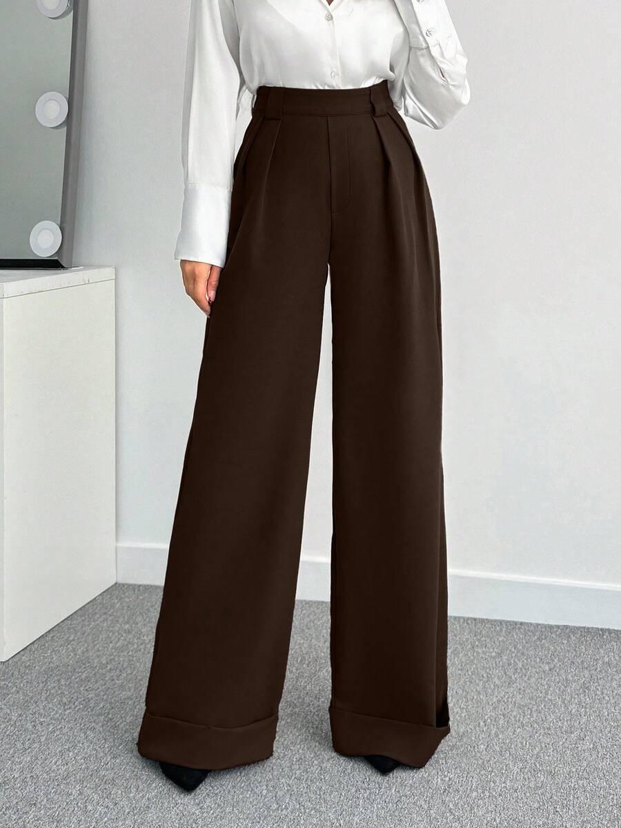 BRĄZOWE ELEGANCKIE SPODNIE