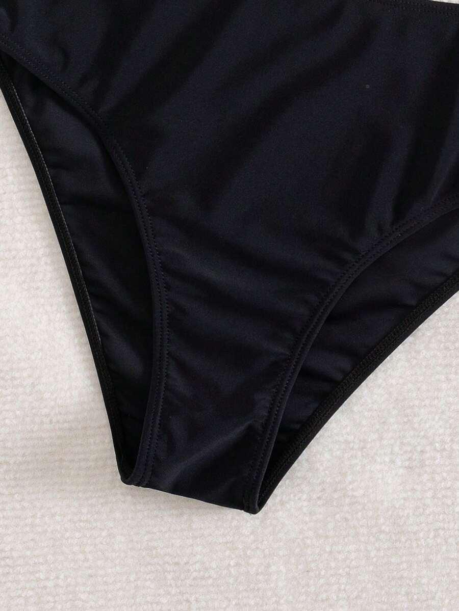 czarny strój kąpielowy tankini zdobienie