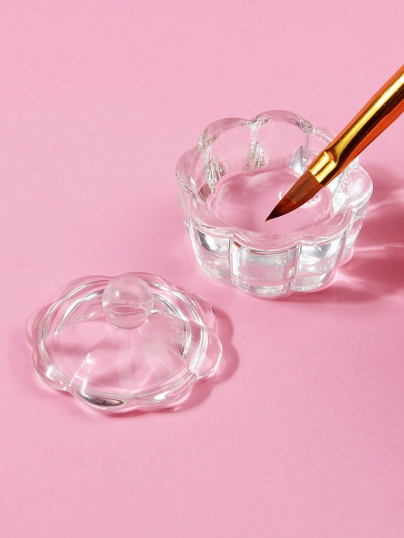 szklany pojemnik do czyszczenia pędzli manicure