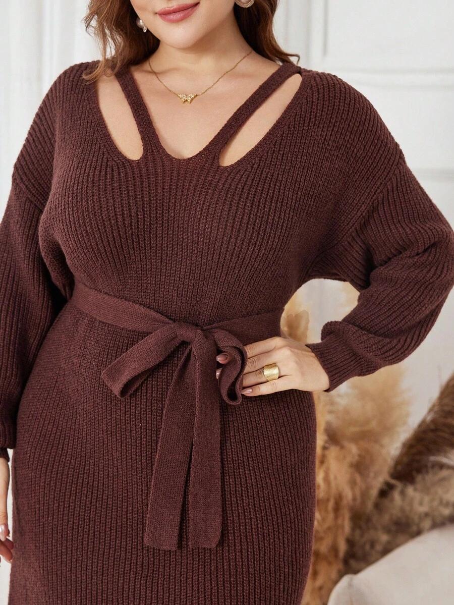 DZIANINOWA PLUS SIZE MIDI SUKIENKA