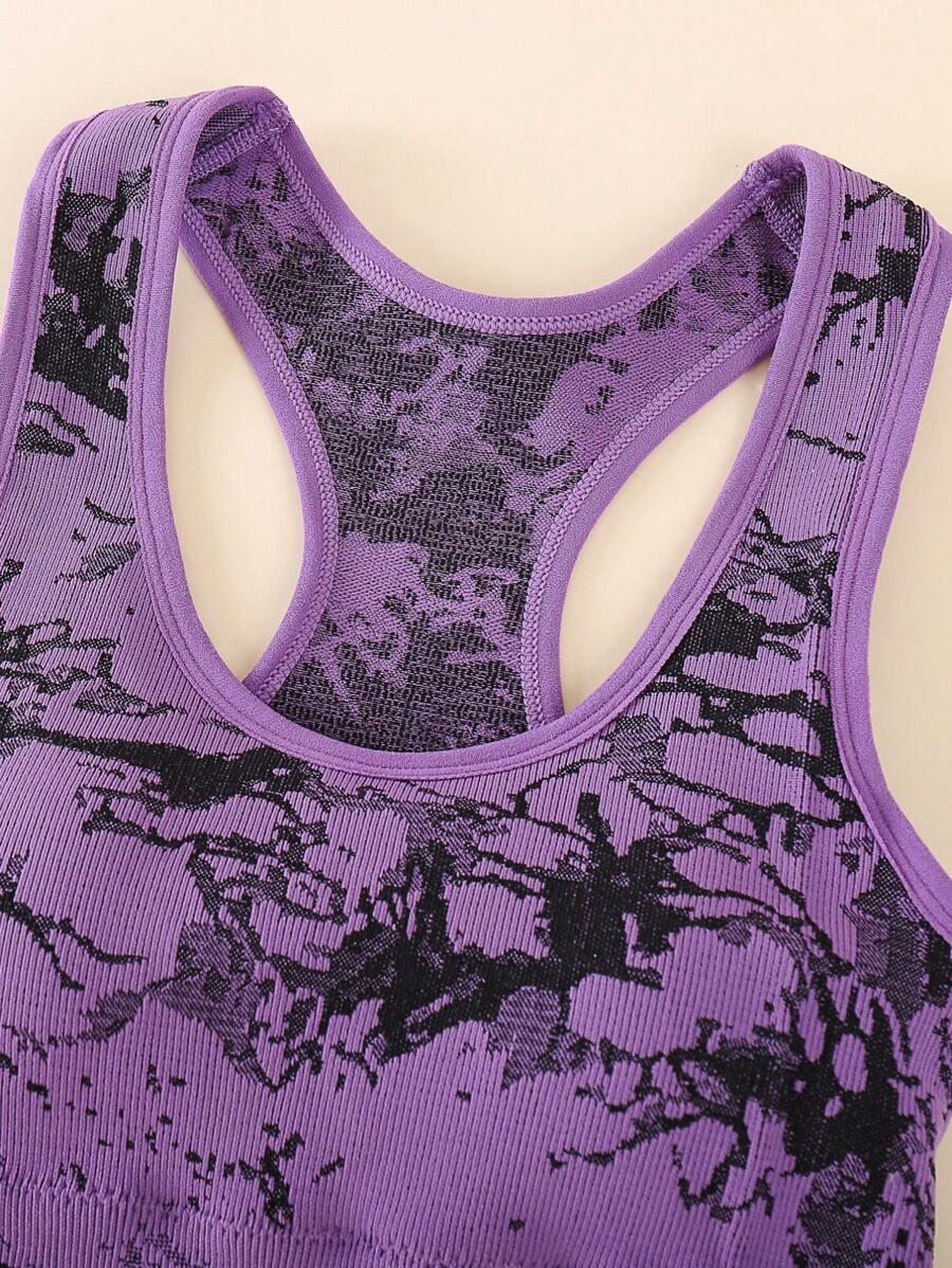 FIOLETOWY BIUSTONOSZ SPORTOWY TIE-DYE