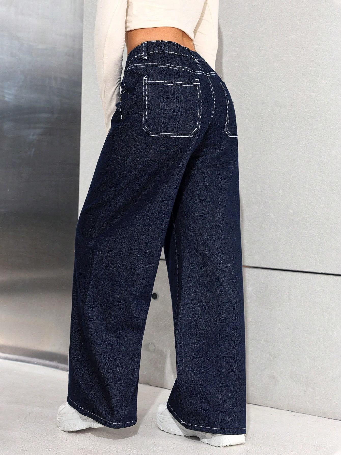 GRANATOWE SPODNIE JEANS