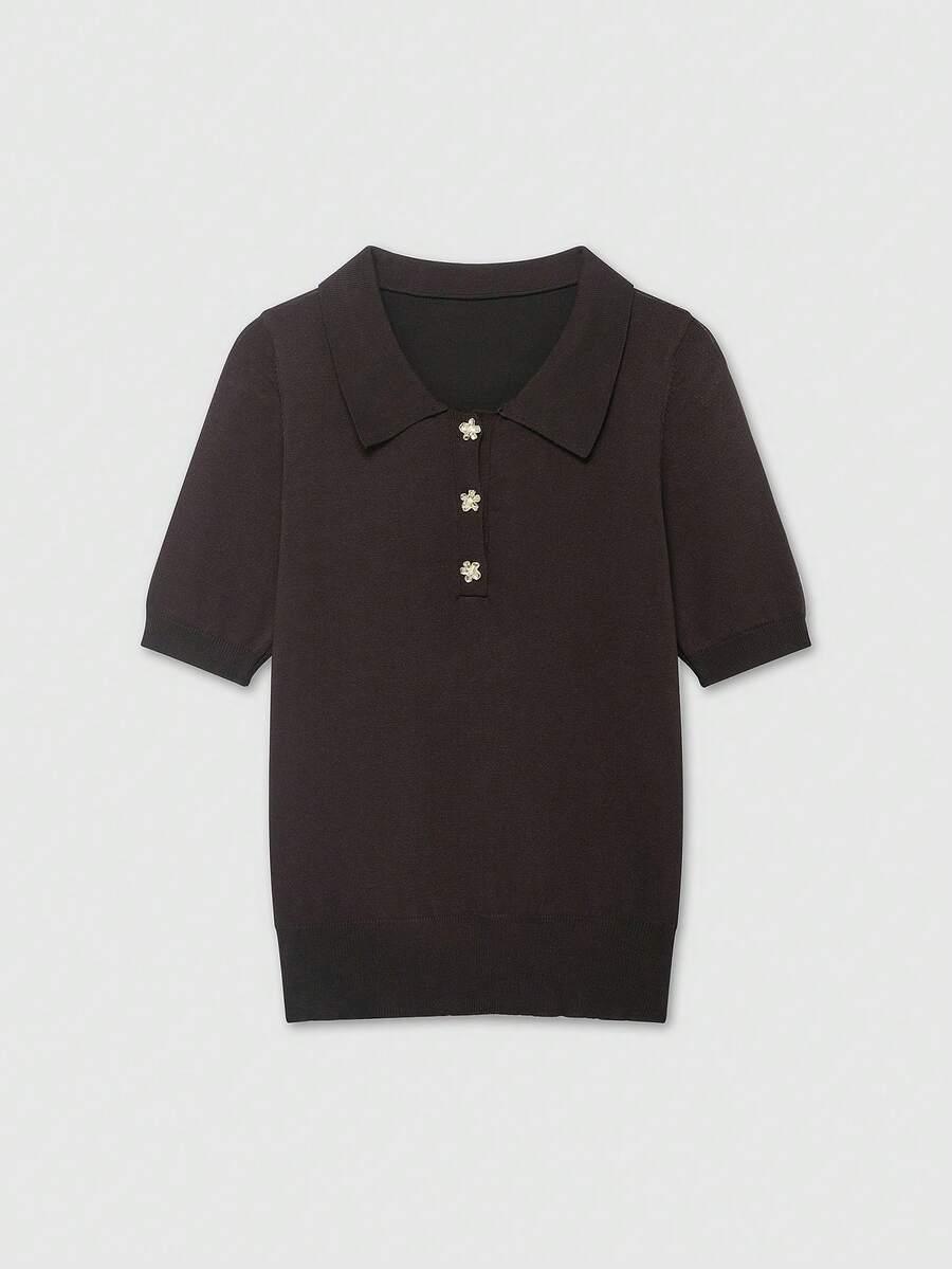brązowa dzianinowa koszulka polo
