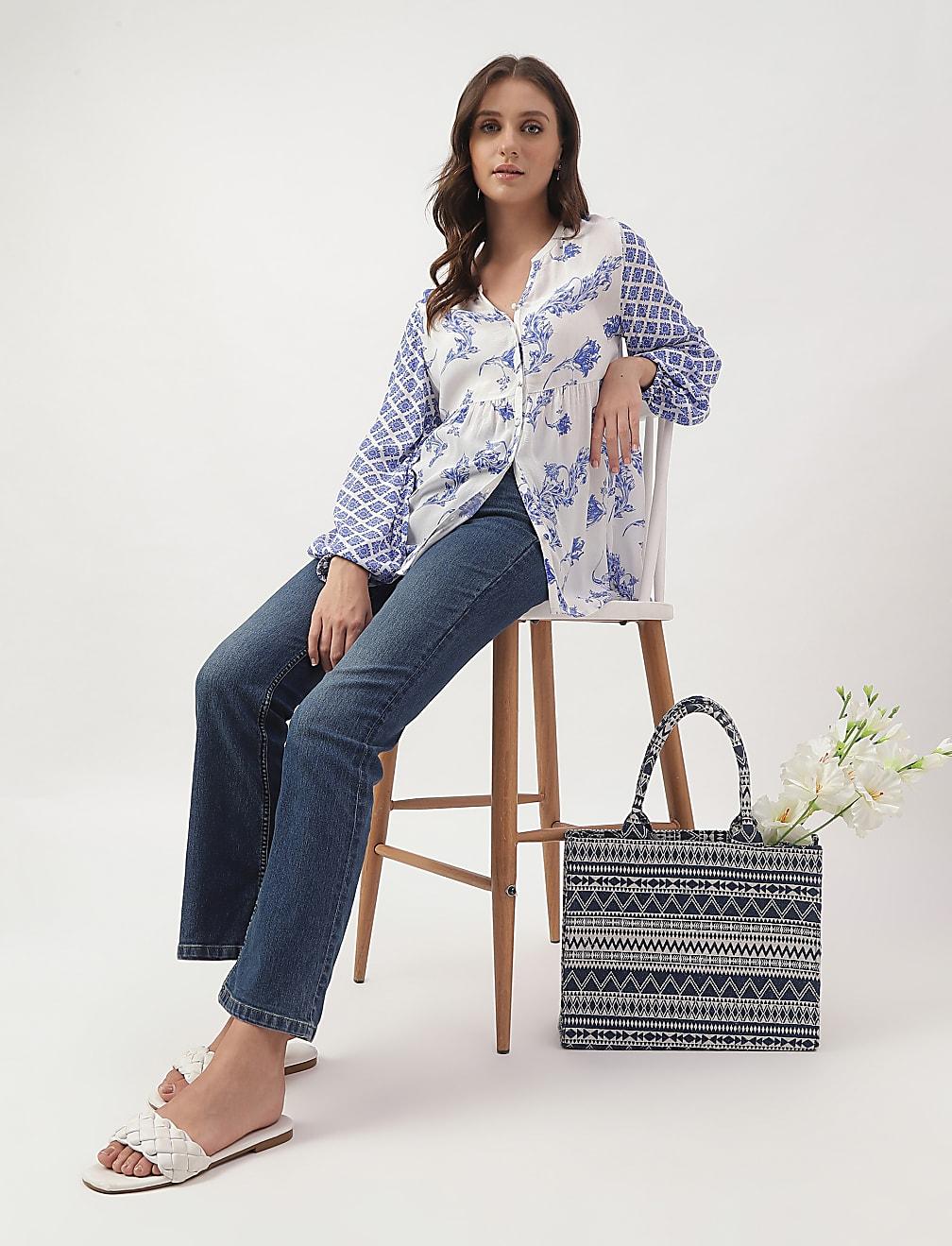 LUŹNA BLUZKA GUZIKI PRINT T43-4547K-E4