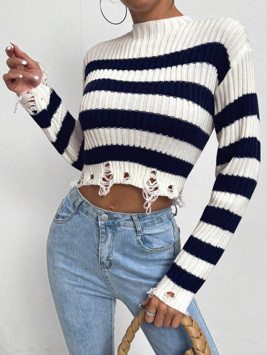 dzianinowy sweter paski