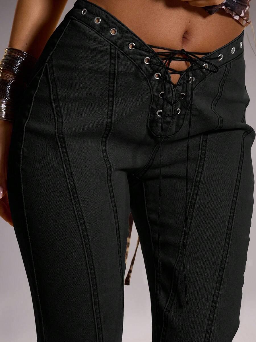 CZARNE SPODNIE JEANS 